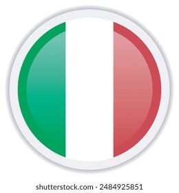 Italy flag icon. Circle icon with highlight overlay isolated on white background. Vector illustration, EPS10