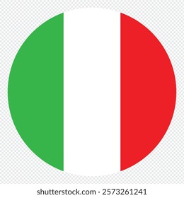 Italy Flag Icon. Italy flag classic round shape. Round Italy flag vector icon. official colors and proportion correctly. National Italian flag. 