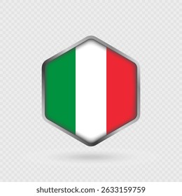 Italy Flag Icon in Hexagon Shape.