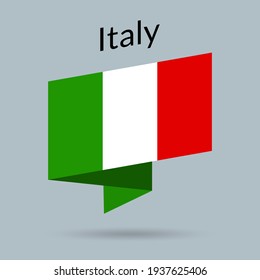Italy flag icon. Italian national emblem in origami style. Vector illustration.