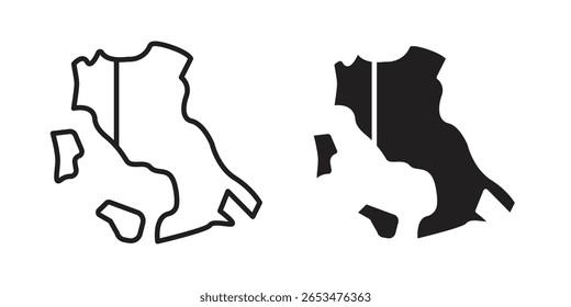 Italy flag icon, outline vector sign, linear and solid style pictogram isolated on white.