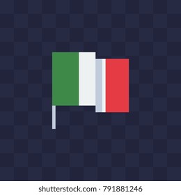 Italy flag icon. Pixel art flat style. Sticker design. Isolated vector illustration.