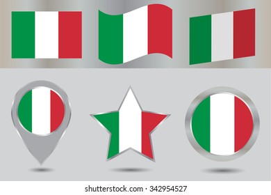 Italy flag icon set.Italian flag vector illustration.