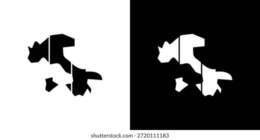 Ícone de bandeira da Itália simples ilustrações gráficas planas. Vetor de silhueta preto e branco