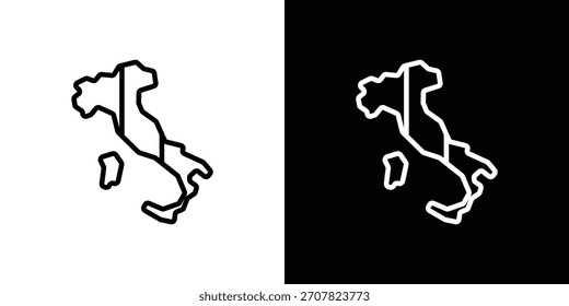 Símbolo do ícone da bandeira da Itália em linha fina, contorno e estilo de traçado para aplicativos