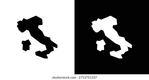 Symbol der italienischen Flagge. Vektorgrafik. Silhouette in schwarzer Farbe