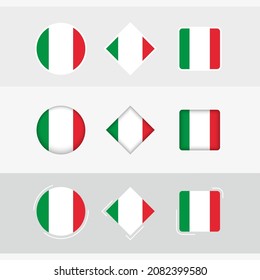 Italy flag icons set, vector flag of Italy. Three versions of icon.