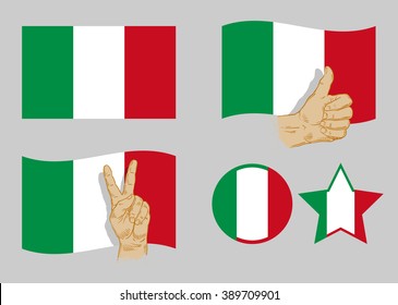 Italy flag icons set. vector illustration