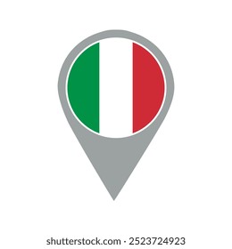 italy flag ubicación pin, aplicación de flag, Flag on Locación Pin, Diseño gráfico, puntero de mapa, Ilustración vectorial.