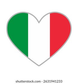Italy flag. Italy love flag. Italy flag in heart shape. Love symbol. Vector illustration