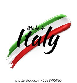 Italy flag made from paint strokes.Vector logos on white background , Made in Italy