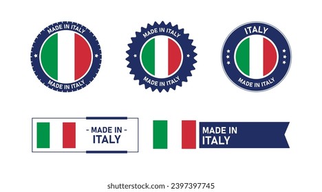 Italy flag, Made in Italy. Tag, Seal, Stamp, Flag, Icon vector