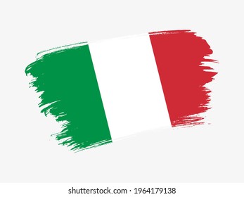 Italy flag made in textured brush stroke. Patriotic country flag on white background