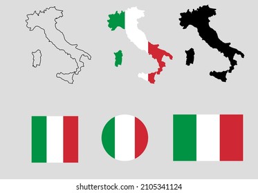 Italy flag map icon vector
