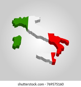 Italy flag map on white isolated - isometric map vector