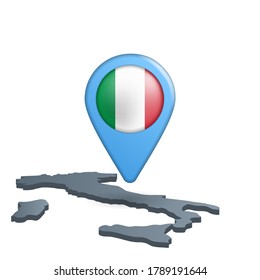 Italy flag map pin on white
