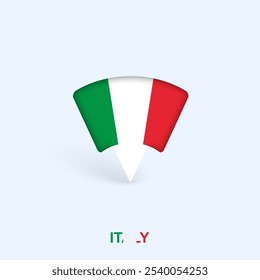 Italy Flag Map Pointer Design with Shadow. Vector illustrator.