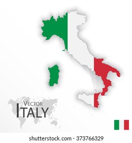 Italy ( flag and map ) ( transportation and tourism concept )