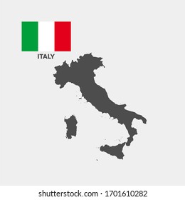 Italy flag and map. Vector illustration on gray background