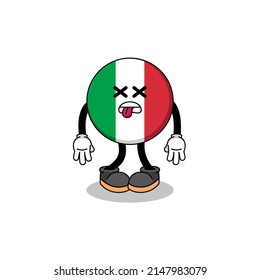 italy flag mascot illustration is dead , character design