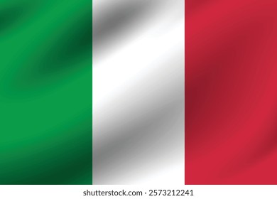 Italy flag official colors and proportion digital vector illustration. Pleated flag.