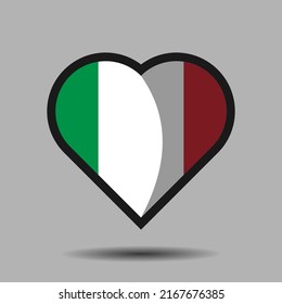Italy flag. Official national flag element on heart shape vector. Flag of world symbol and icon. Vector eps 10.