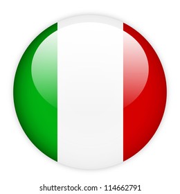 Italy flag on button isolated on white