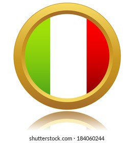 Italy flag on button isolated on white