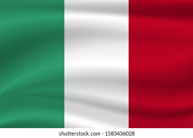 Italy flag on cloth with soft waves background.