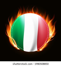 Bandera de Italia al fondo del fuego. Emblema del país. Ilustración vectorial. EPS10