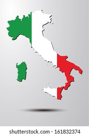 Italy flag on map of country vector images