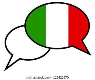  Italy flag on speaking bubble