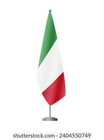 Italy flag on flag stand for official meetings, transparent background, vector