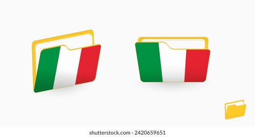 Italy flag on two type of folder icon. Vector illustration.