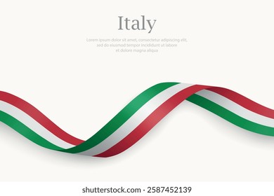 Italy flag on Waving ribbon. Template for independence day