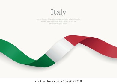 Italy Flag on Waving Ribbon with Elegant Design