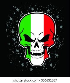 Italy Flag painted on a skull