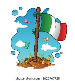 italy flag in piece. vector illustration cartoon flag