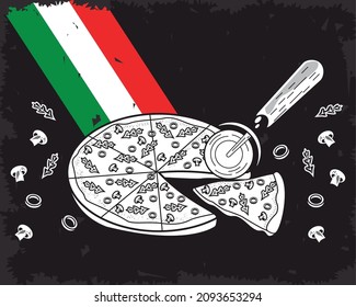 Italy Flag With Pizza Poster