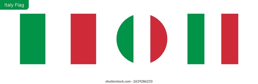 Italy flag PNG vector. Italy Square and round icon isolated on transparent PNG background. Italy flag icon.eps