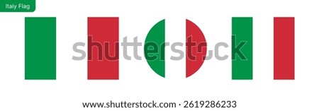 Italy flag PNG vector. Italy Square and round icon isolated on transparent PNG background. Italy flag icon.eps
