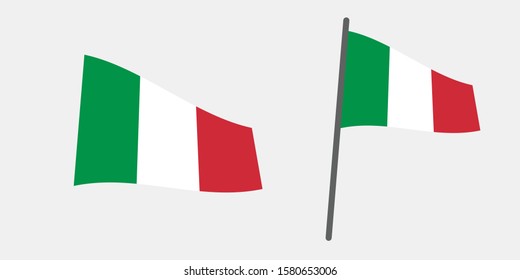 Italy Flag With Pole, Vector File Eps 10