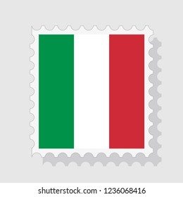Italy flag postage stamp, isolated on white background, vector illustration.