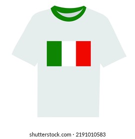 Italy flag printed t-shirt vector illustration isolated on white background.