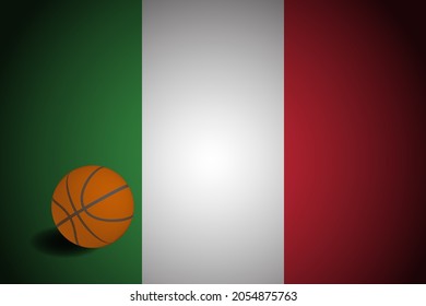 Italy flag with realistic basketball ball, vector