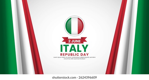 Italy flag for republic day banner background with blank space area