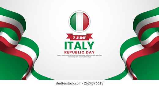 Italy flag for republic day banner background with blank space area