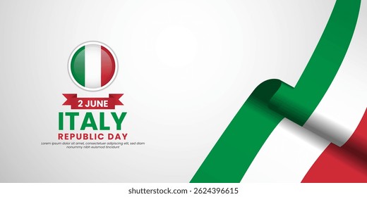 Italy flag for republic day banner background with blank space area