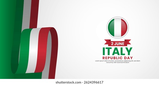 Italy flag for republic day banner background with blank space area