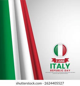 Italy flag for republic day square banner background with realistic flag